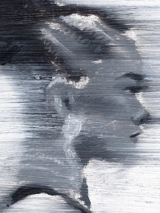 Yling | Black and white oil painting on paper | fashion muse model woman lady