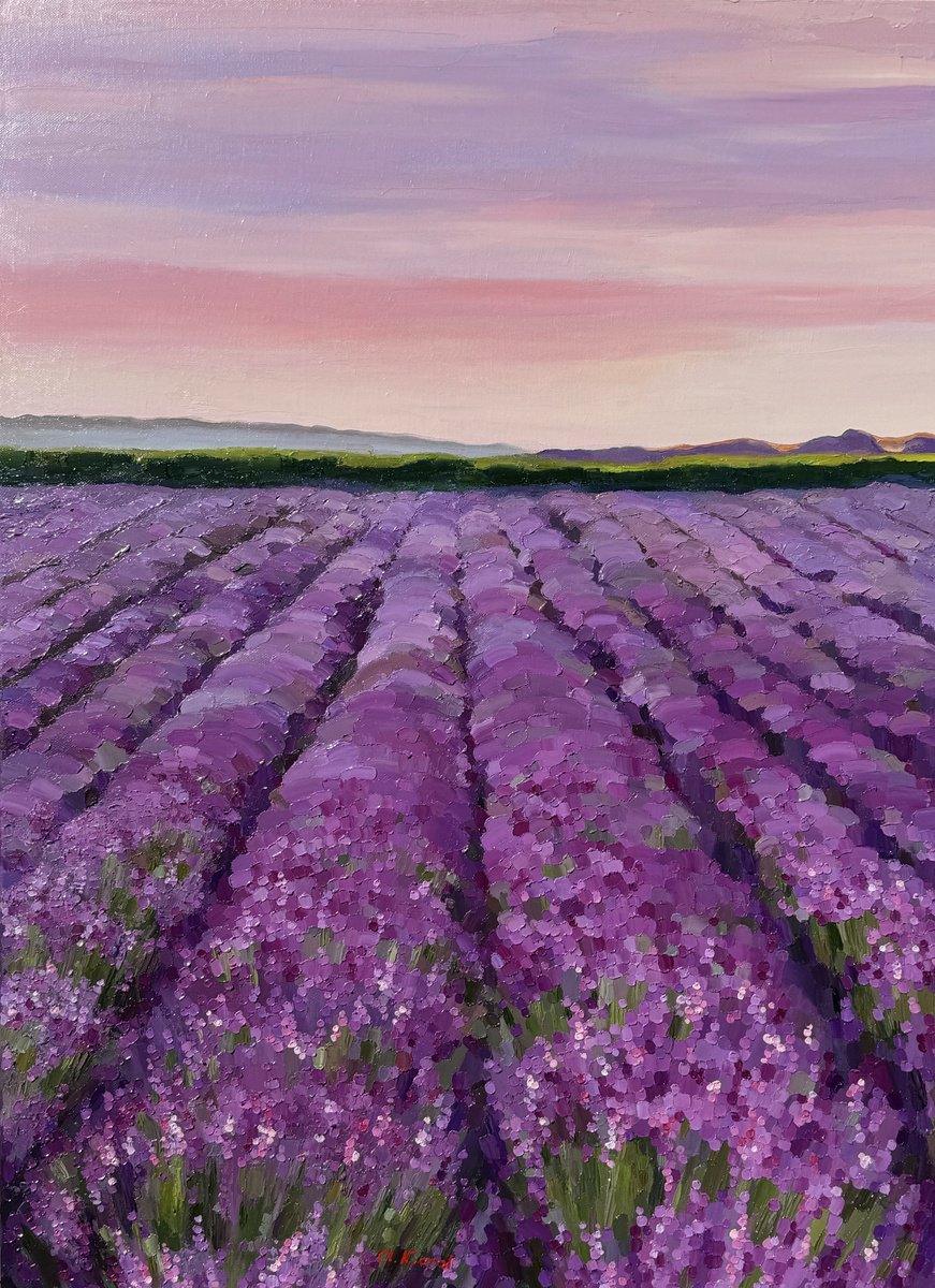 Impressionistic Botanical Oil Painting By Ulyana Korol, 24 X 31", A Breath Before Sunrise, Original Artwork