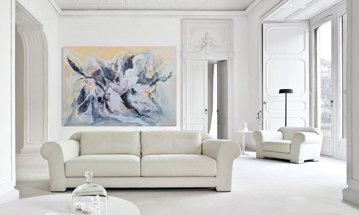 Organic Abstract Acrylic Painting By Doris Duschelbauer, 79 X 55, Veins Of The Earth, Original Artwork