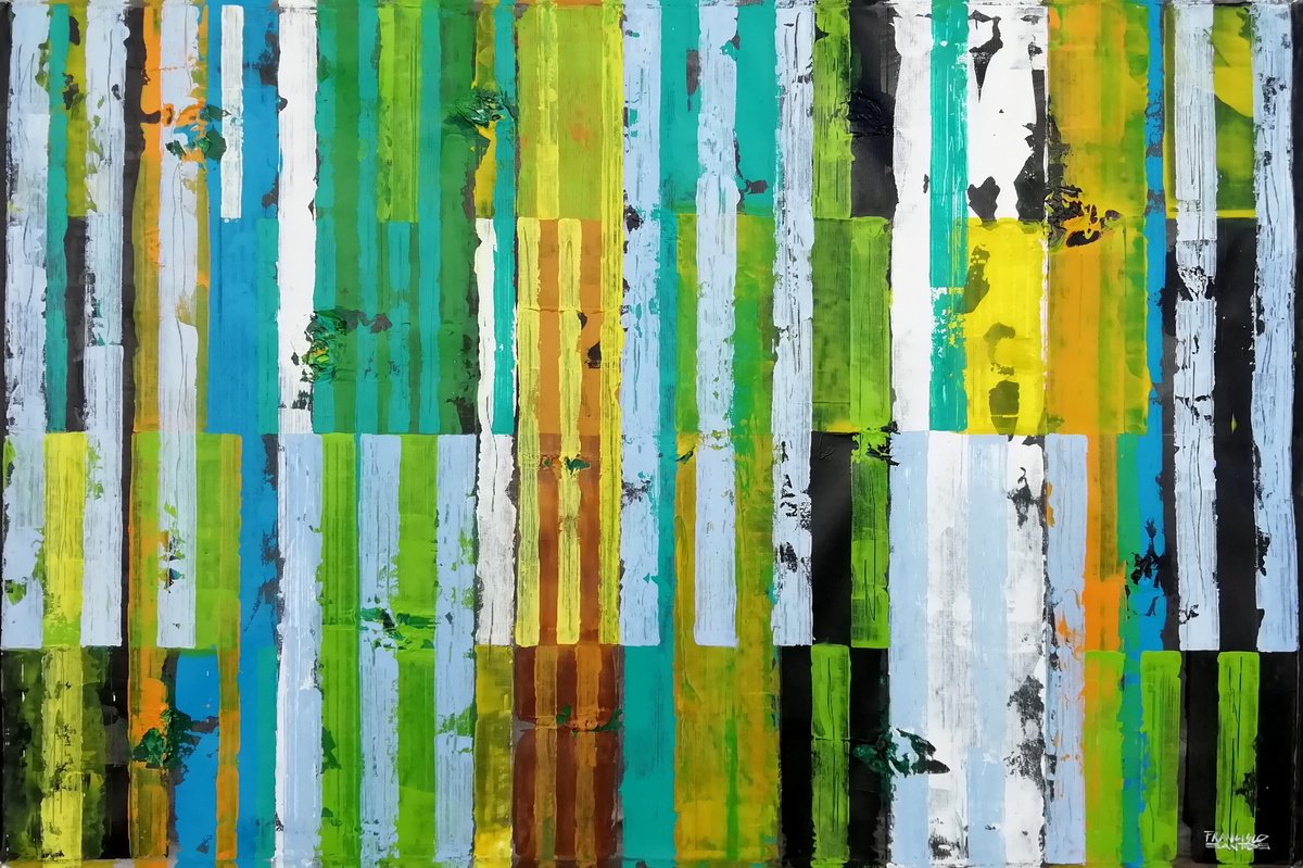 Organic Abstract Acrylic Painting By Francisco Santos, 47 X 31, Aphrodite 1, Original Artwork