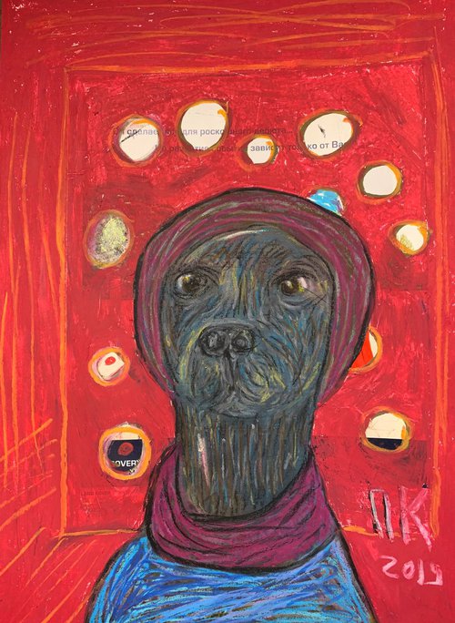 Dog in the red room. by Pavel Kuragin