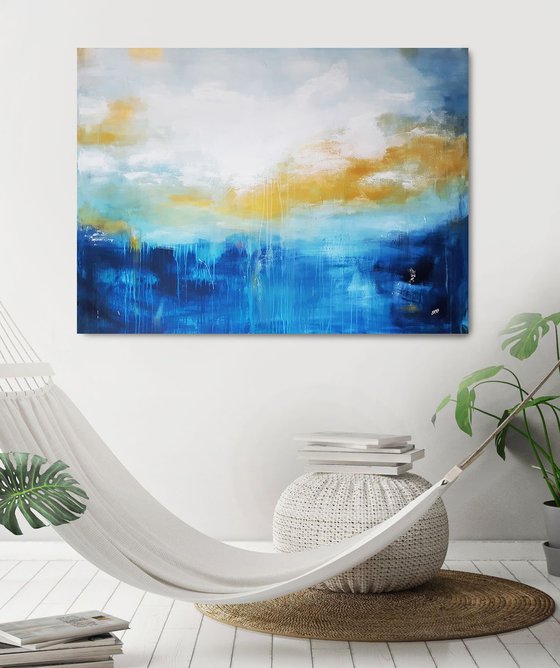 FLOATING GOLD - Large abstract Seascape