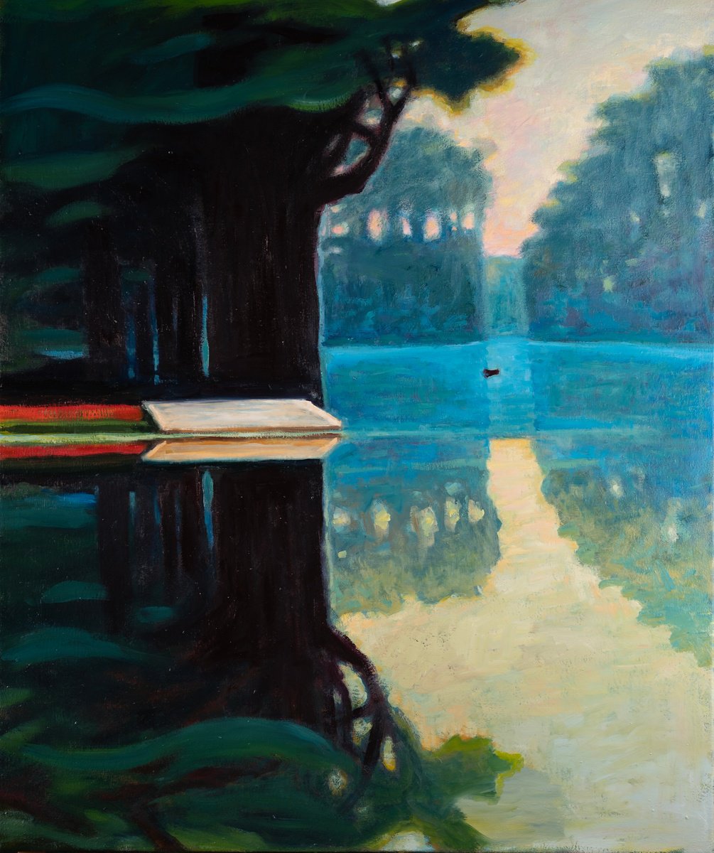 Impressionistic Landscape Oil Painting By Ron Cooper, 30 X 36", Cypress Park, Original Artwork