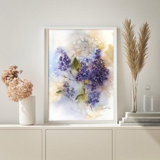 Lilac Flowers Watercolor Painting