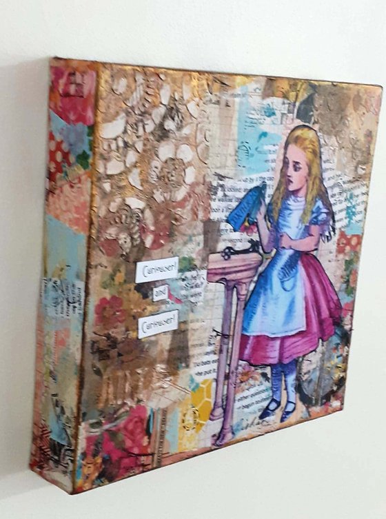 Alice in Wonderland mixed media collage