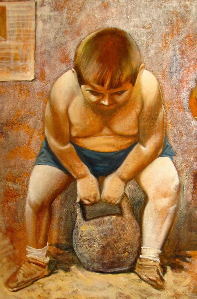 Illustrative Portrait Painting By Serhiy Roy, 30 X 37", My Brother Vagan, Original Artwork