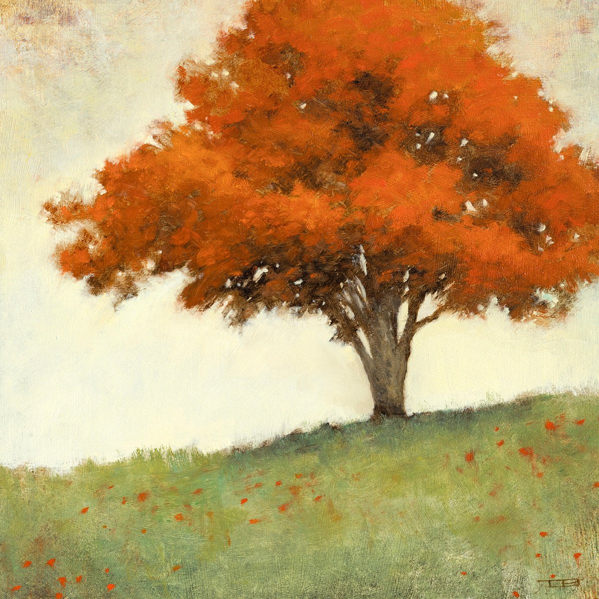 Impressionistic Landscape Oil Painting By Don Bishop, 12 X 12, Red Maple 251104, Original Artwork