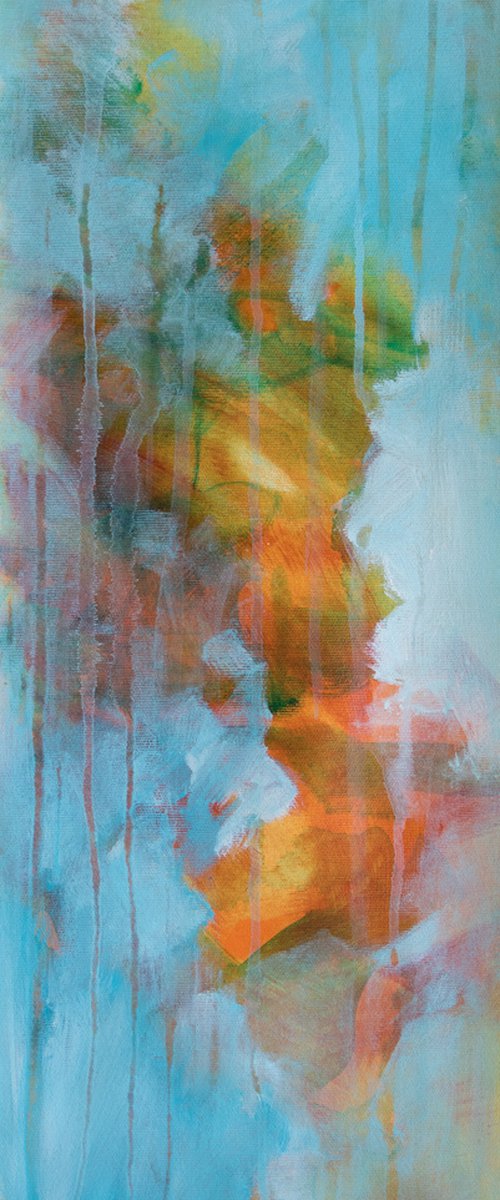 ABSTRACT PAINTING - Ice and fire - Both vertical and horizontal hanging ! by Fabienne Monestier