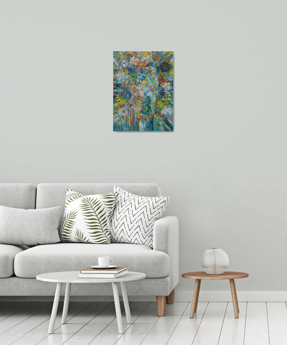 Spring portrait (45x60cm, oil/canvas, abstract portrait)