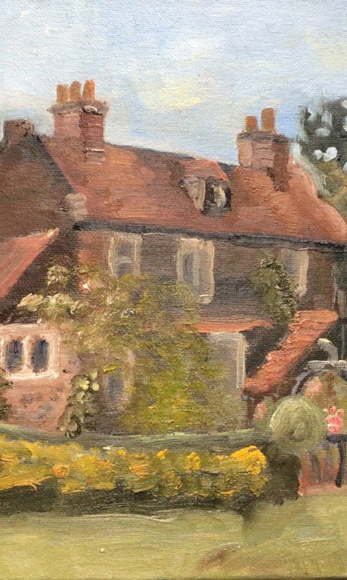 Cottage on the green. An original oil painting by Julian Lovegrove Art