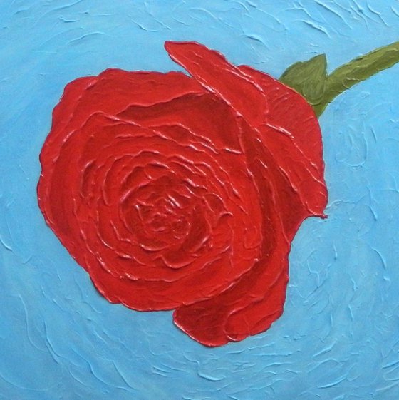 Forever Lovely - spring shower red rose painting; gift ideas; home, office decor