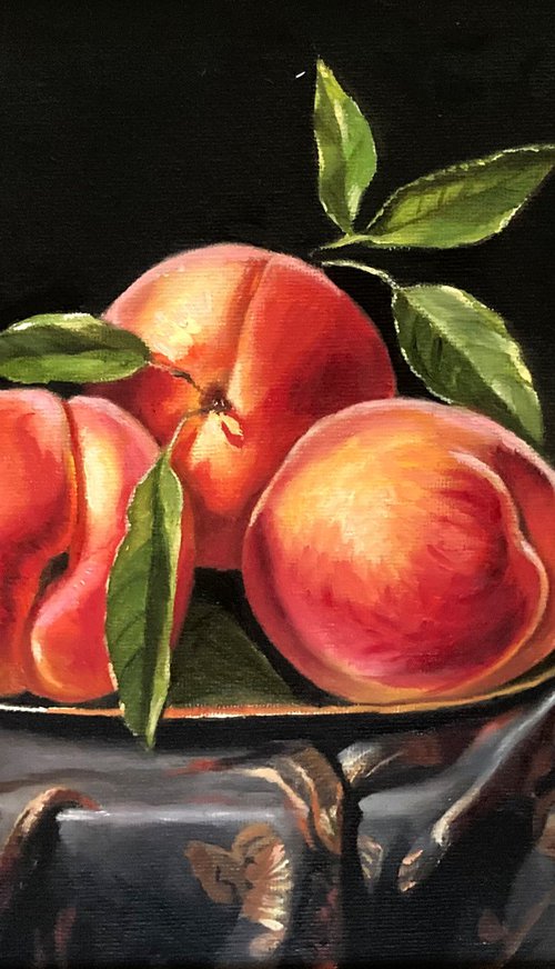 Peaches on Silk by Tatyana Holodnova