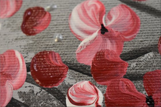 Falling Reds - Abstract - Acrylic Painting - Framed Painting - Wall Art - Flower Painting - Ready to Hang