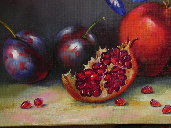 "Still life with pomegranate" Oil on canvas Original art Kitchen decor 2021