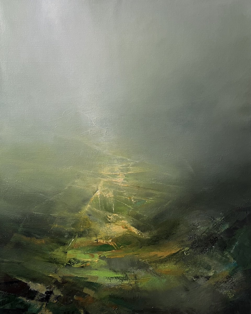 Abstract Landscape Acrylic Painting By Ivan Grozdanovski, 31 X 39, Secret Of Green Valley -16, Original Artwork