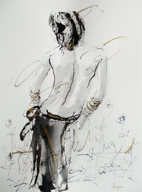 Woman   ink drawing series-Figurative drawing on paper