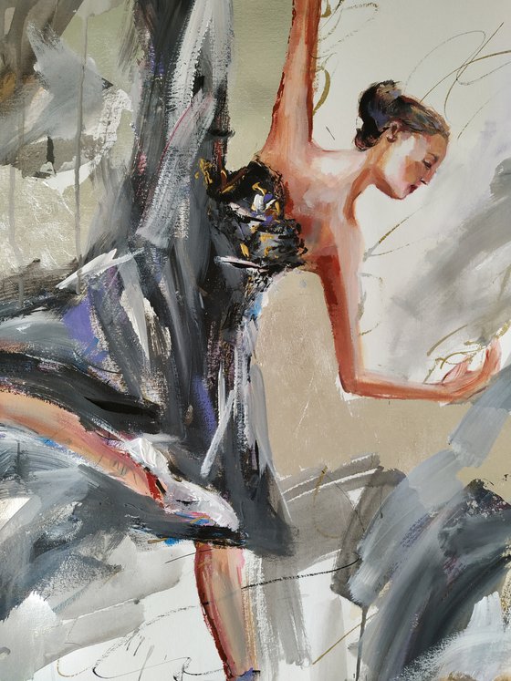 Graceful- Ballerina Watercolor-Mixed Media Painting on Paper