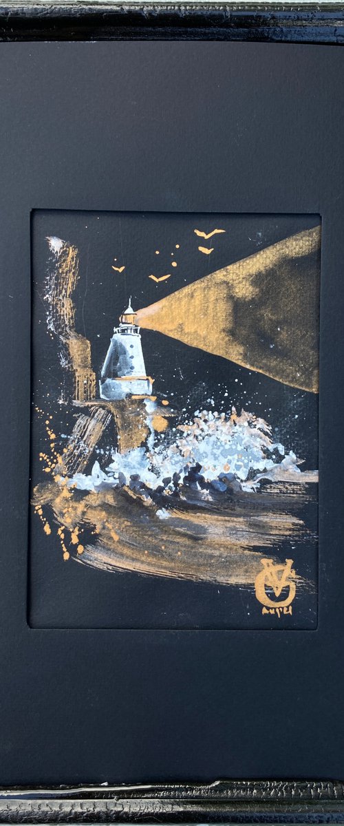 Black Lighthouse and Gold by Valeria Golovenkina