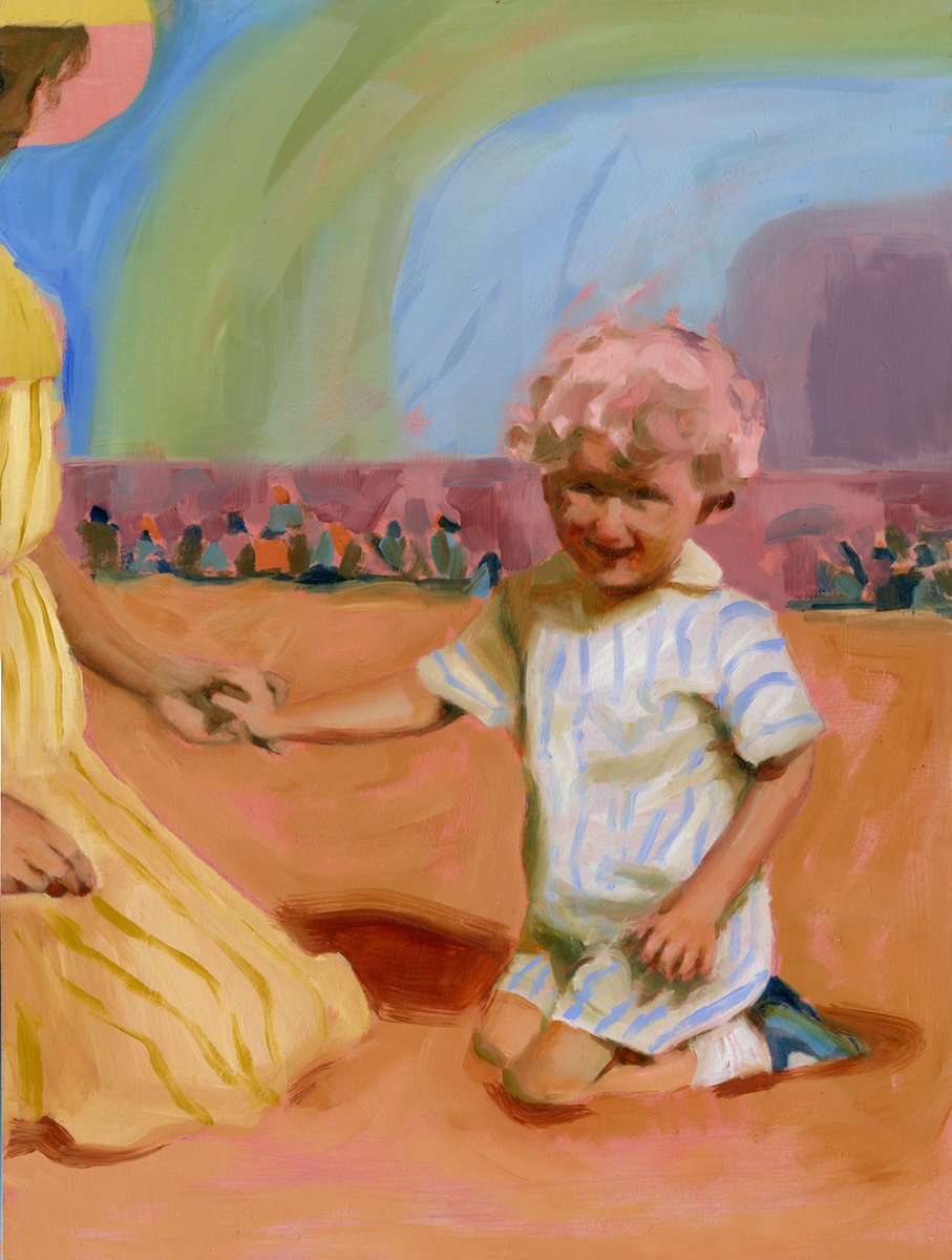 Impressionistic Portrait Oil Painting By Sara Netherway, 12 X 16", When I Was A Boy, Original Artwork