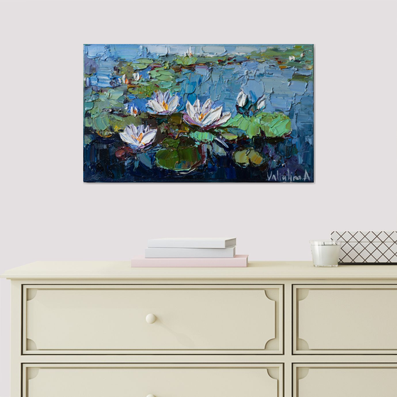 Water Lilies - Impasto Original Oil painting