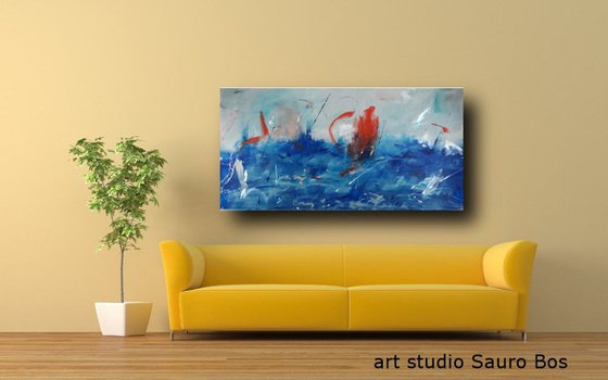 large abstract painting 140x70 cm-large wall art   title : abstract-c390