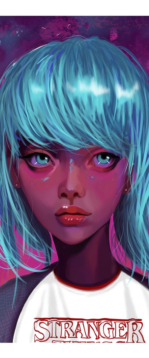 Blue Eye'd Girl Digital Portrait by Martin Johnson