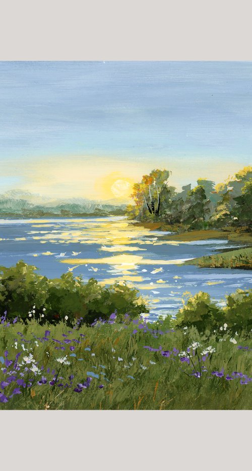 Summer Landscape. Acrylic Painting. Original Art. by Tetiana Vysochynska