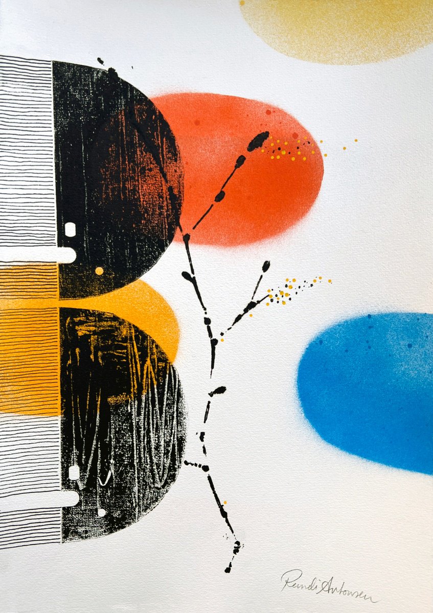 Graphic Abstract Limited Edition Print By Randi Antonsen, 11 X 15", New Findings, Original Artwork