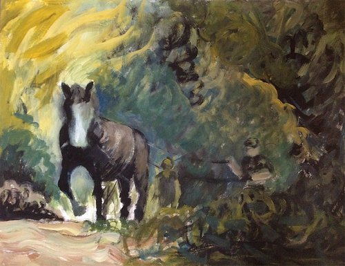 Draft horse sketch by René Goorman