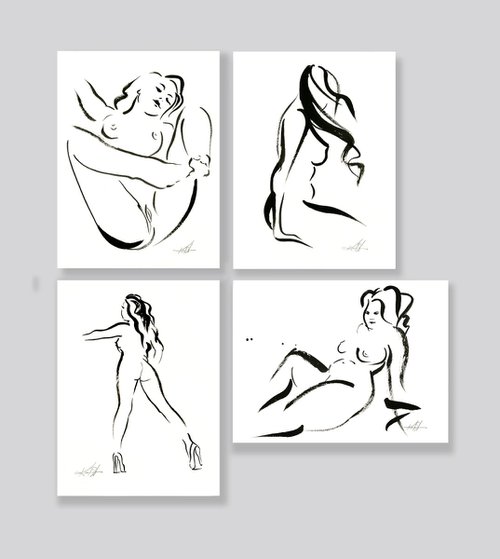 Brushstroke Nude Goddess Collection -  Set 2 by Kathy Morton Stanion by Kathy Morton Stanion