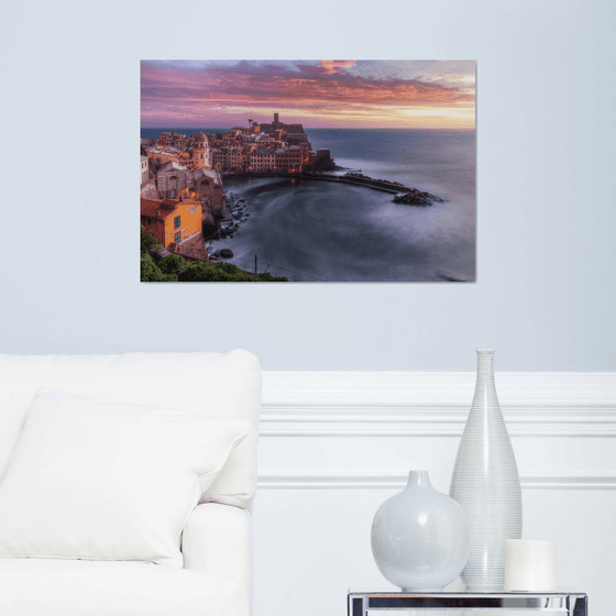 VISION AT SUNSET ON VERNAZZA - Photographic Print on 10mm Rigid Support