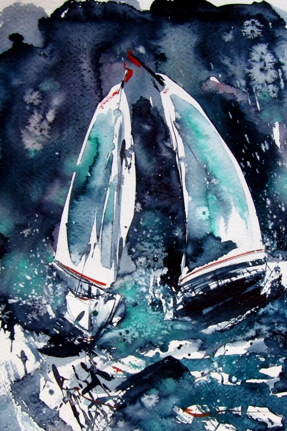 Sailboats at storm