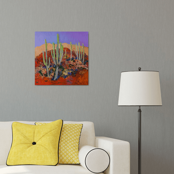 Morning in the Desert, Saguaro Cactuses