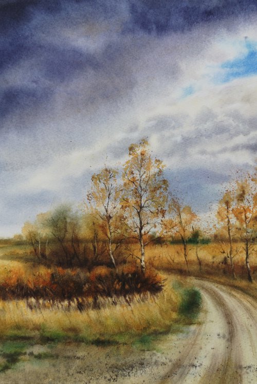 Autumn Landscape by Olga Beliaeva Watercolour
