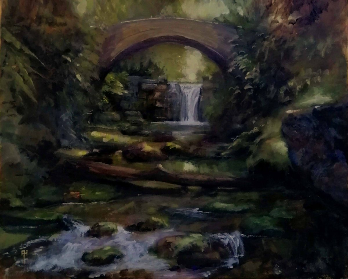Impressionistic Landscape Acrylic Painting By Alan Harris, 20 X 16, In The Shadows, Original Artwork