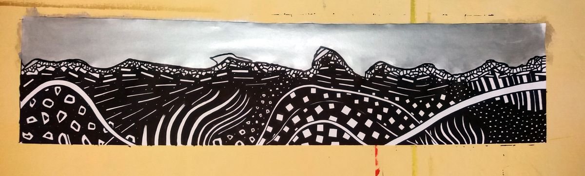 Abstract Painting By Riccardo Ticco Capparella, 15 X 65", Stardust (38 X 164 X 0,1), Original Artwork