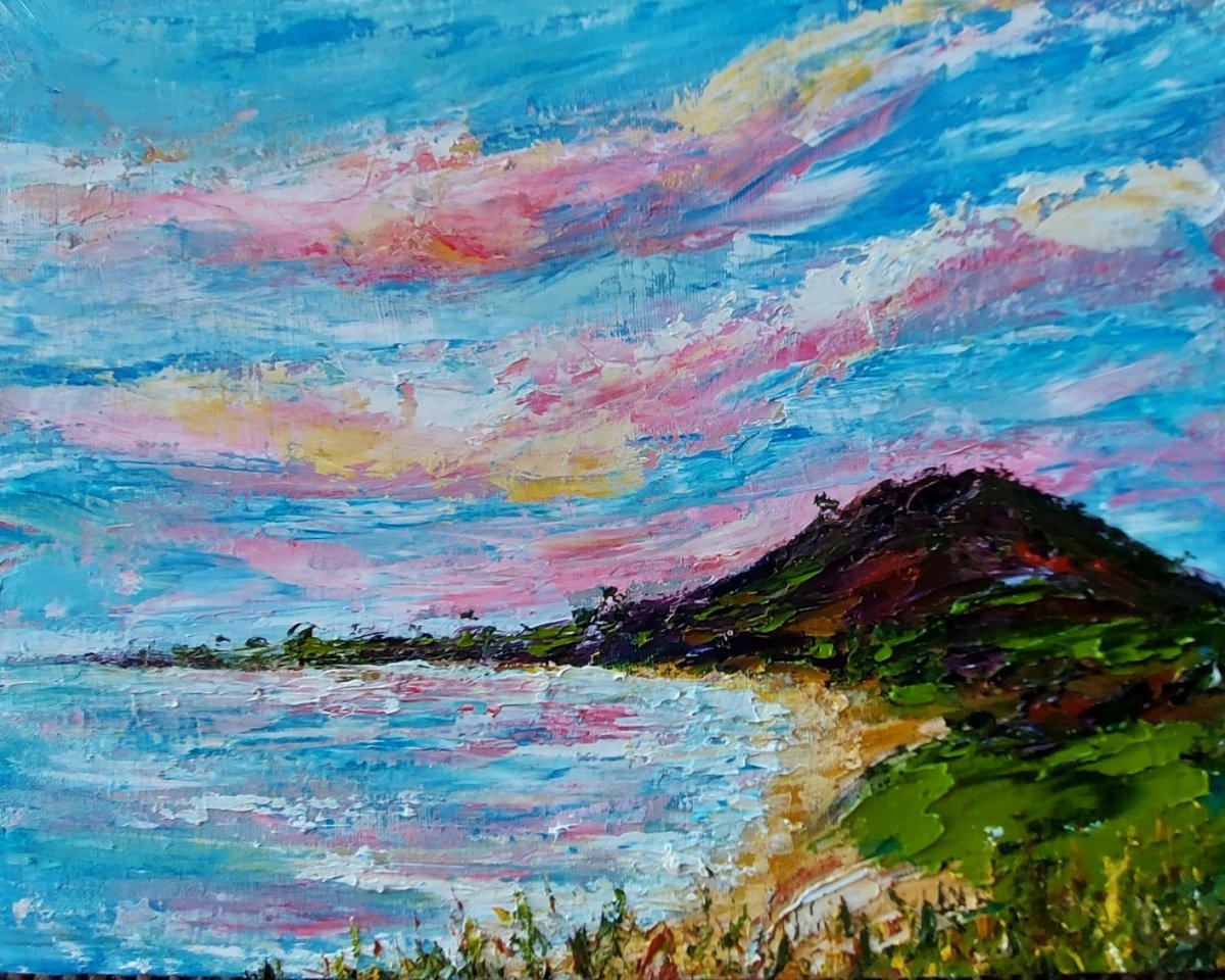 Sunset over Tara Hill Wexford by Niki Purcell - Irish Landscape Painting