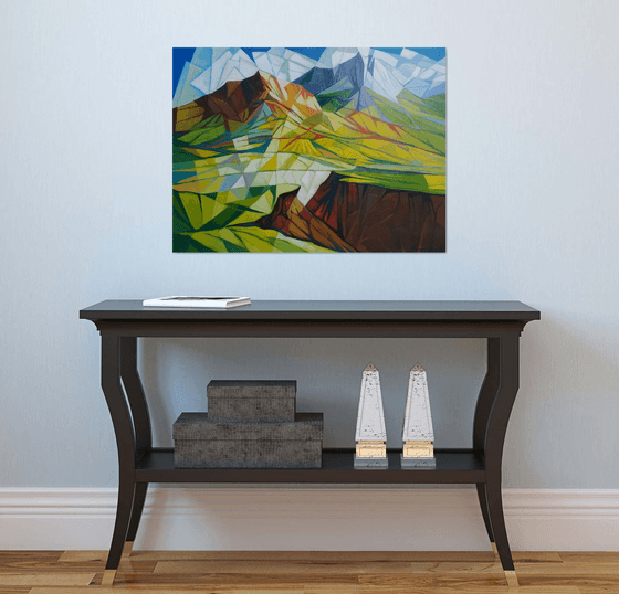 Cubism - Mountains - 2 (60x80cm, cubism, oil painting, ready to hang)