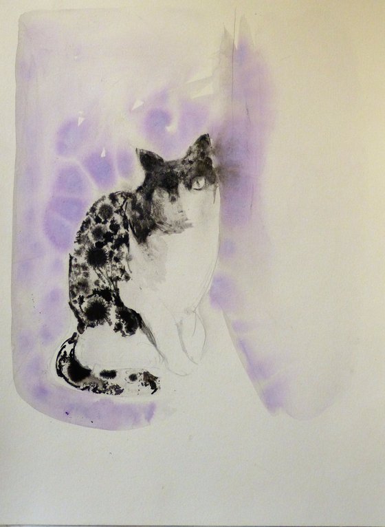 The Cat in purple, 29x42 cm