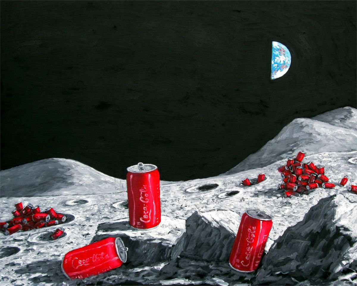 Photorealistic Oil Painting , Moon 9: 3Rd Quarter: Coca Cola By Colin Ross Jack, 39 X 32, Artwork For Sale On Artfinder