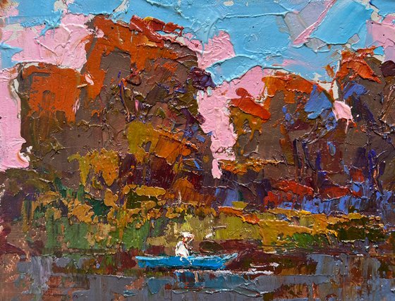 Evening river landscape