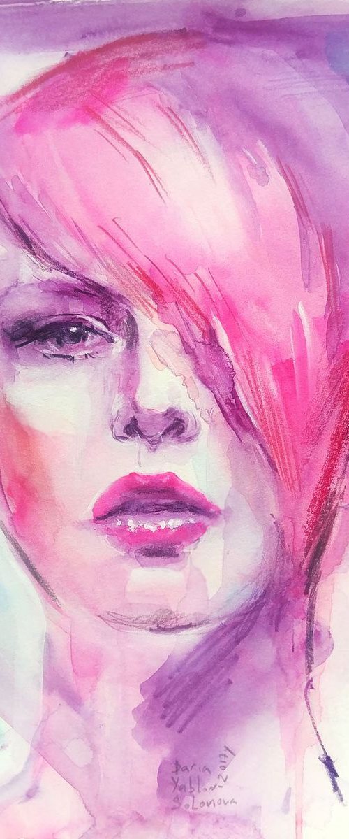Teenagers. Nicole the girl with pink hairs by Daria Yablon-Soloviova