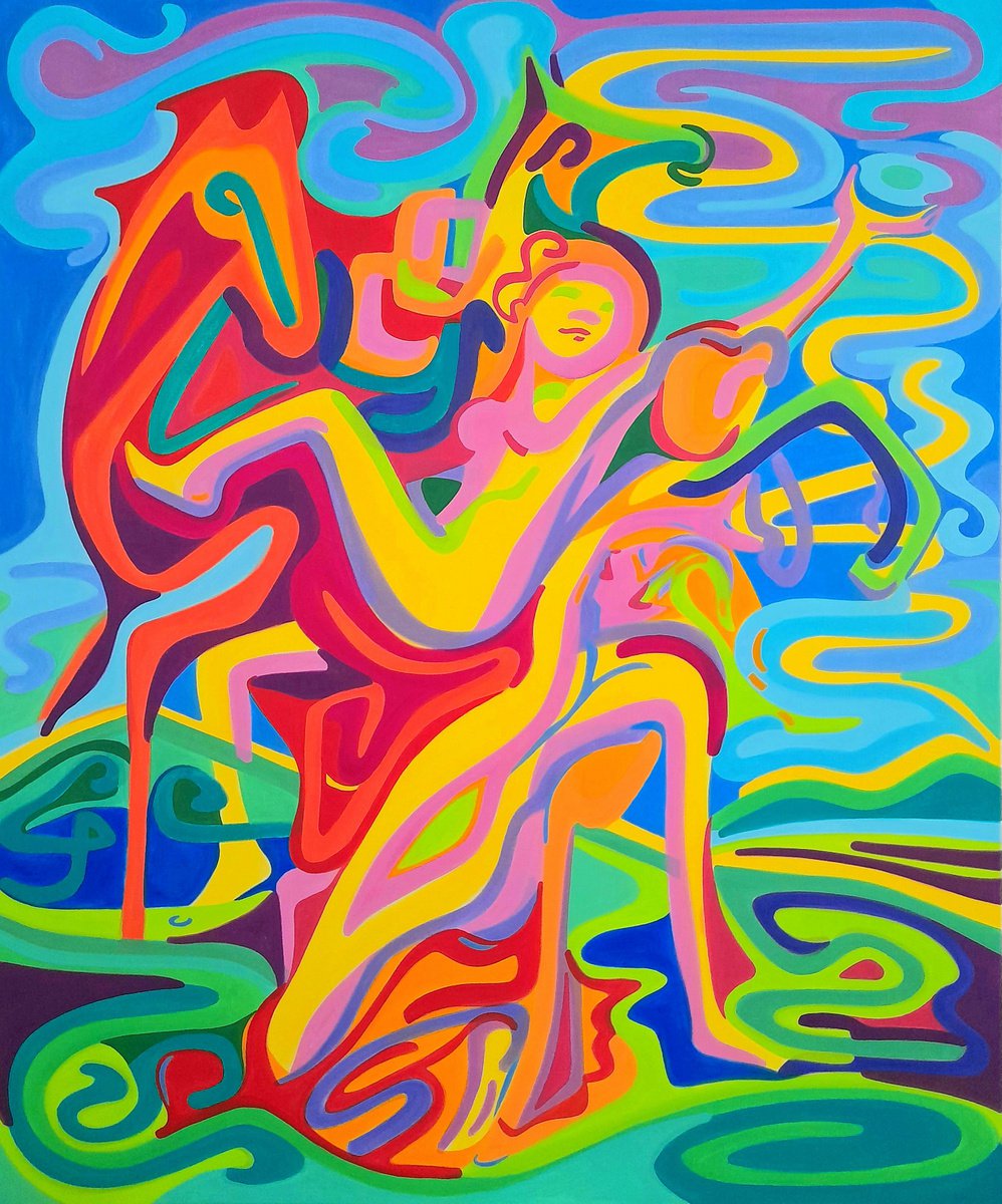 Organic Portrait Oil Painting By Van Lanigh, 39 X 47", L