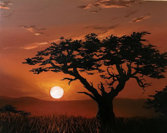 Warm sunset. Safari