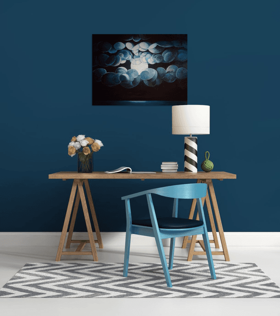 Moonlight (60x80cm, cubism, oil painting, ready to hang)