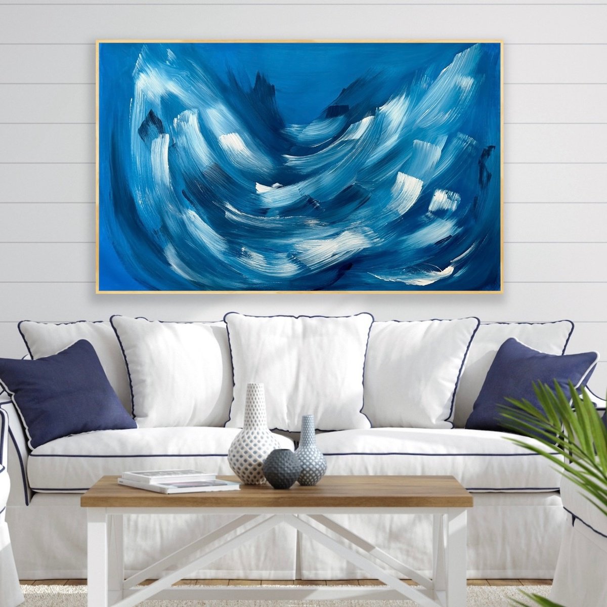 Organic Abstract Acrylic Painting By Alanah Jarvis, 55 X 34, Beach House Weekends, Original Artwork