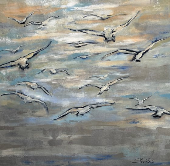 Birds and Wispy Clouds