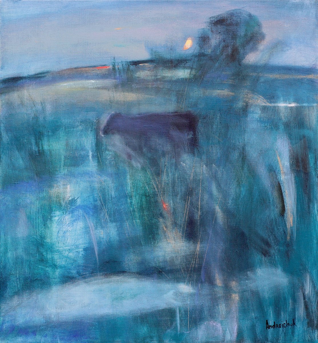  Landscape With Cow And Lake By Artem Andreichuk, 26 X 28, Artwork For Sale On Artfinder