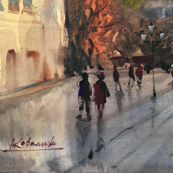 Romantic old city painting