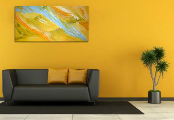 Aleggio di falco - 100x50 cm,  Original abstract painting, oil on canvas